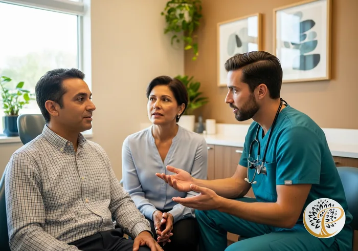 Patient and clinician discuss strong connection between diabetes and gum disease.